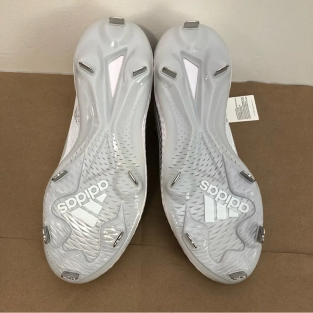 NWT Adidas Icon 6 Bounce Metal Baseball Cleats Grey White Mens 7.5 FV9353